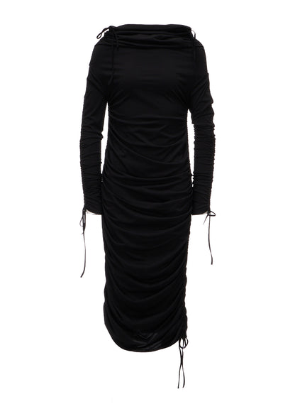 BIAS JERSEY GATHERED SLIM FIT DRESS