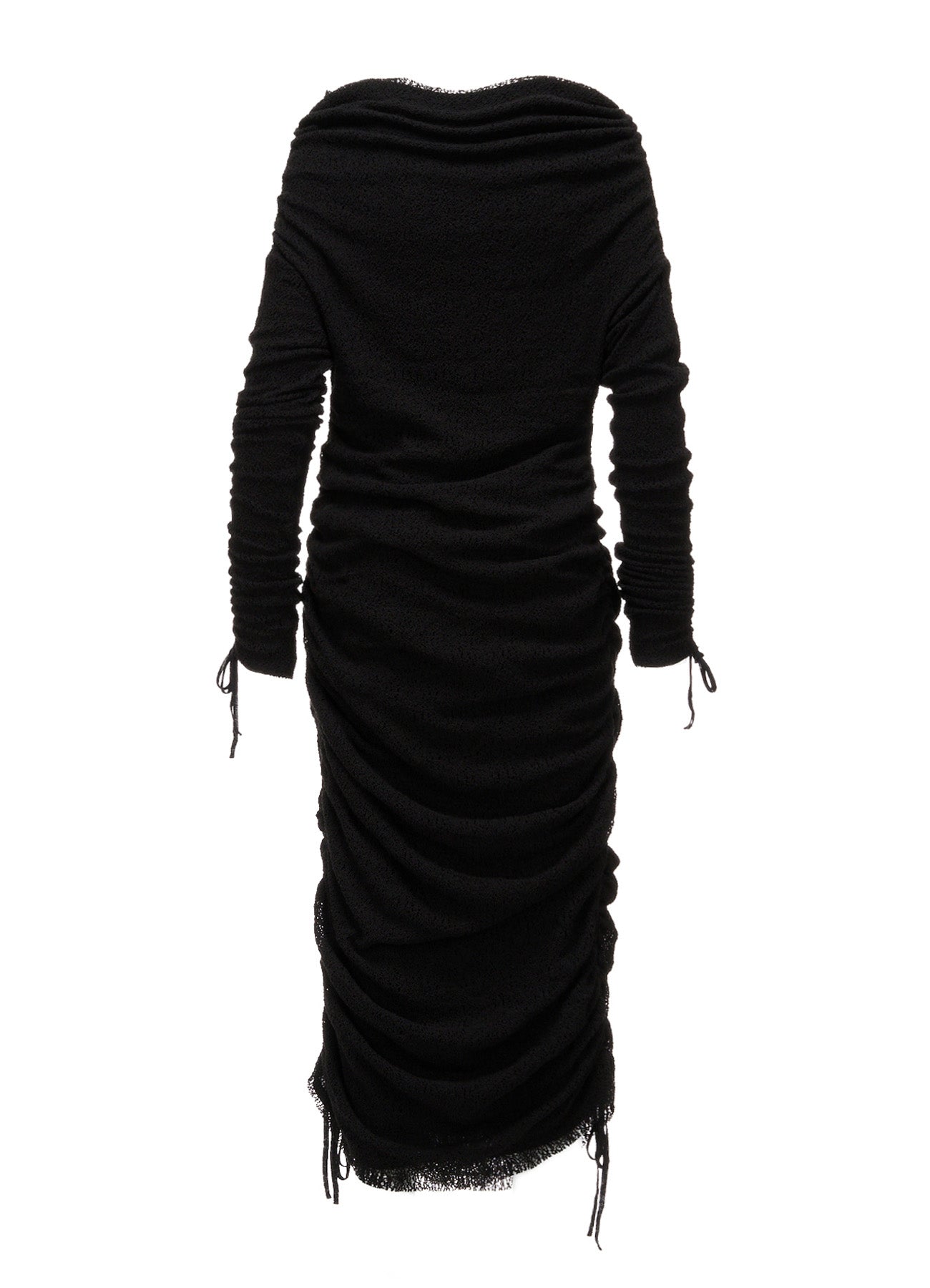 LACE+RIB KNIT GATHERED SLIM FIT DRESS – THE SHOP YOHJI YAMAMOTO