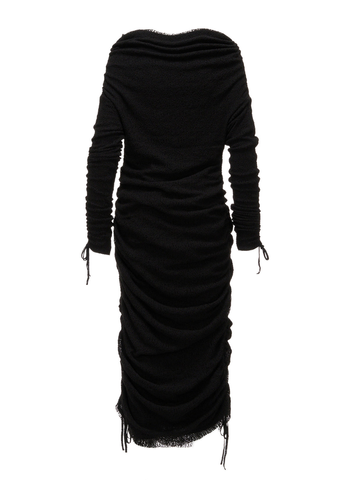LACE+RIB KNIT GATHERED SLIM FIT DRESS