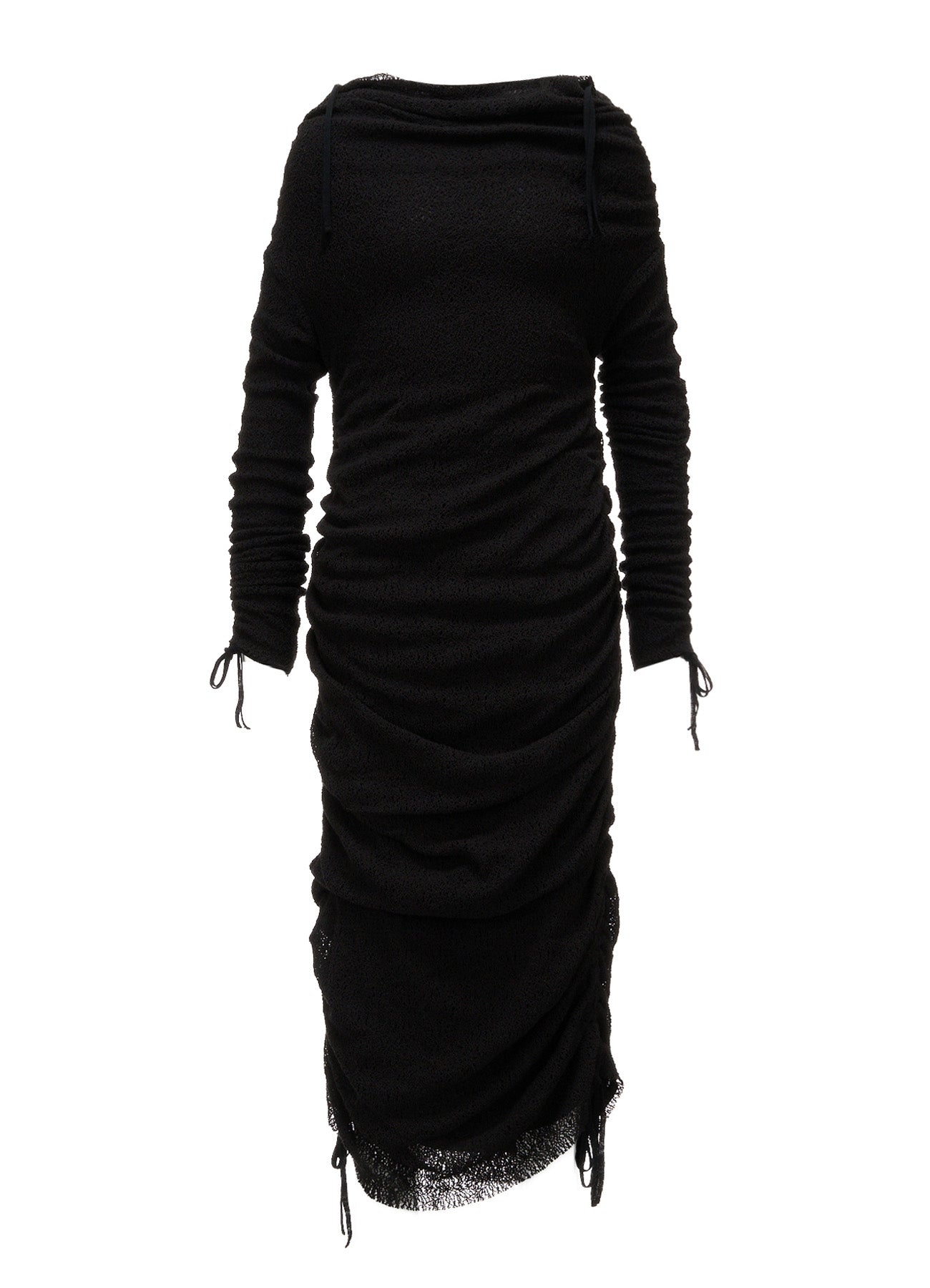 LACE+RIB KNIT GATHERED SLIM FIT DRESS – THE SHOP YOHJI YAMAMOTO
