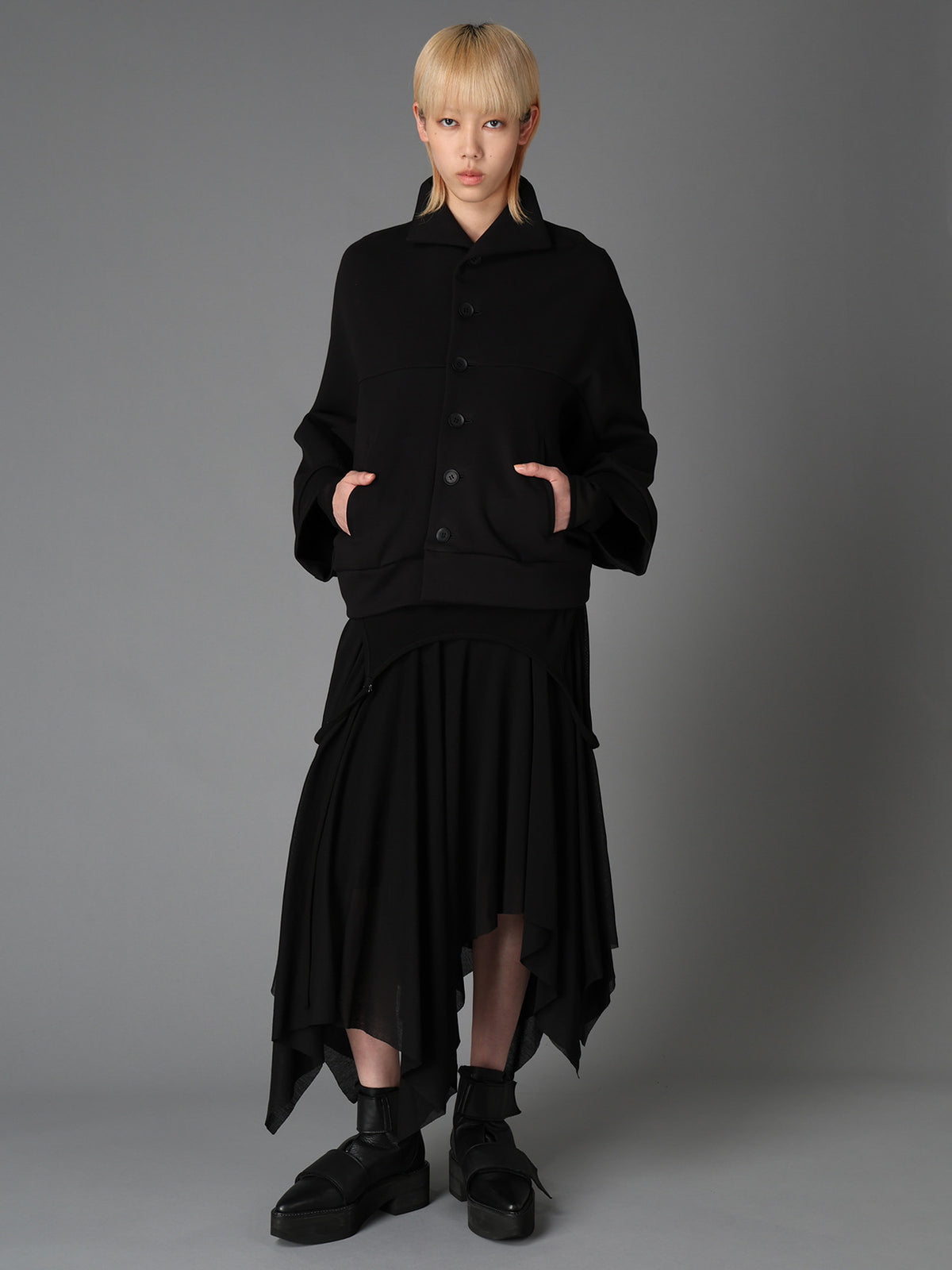 DOUBLE FACE JERSEY DOLMAN SLEEVE SINGLE COAT