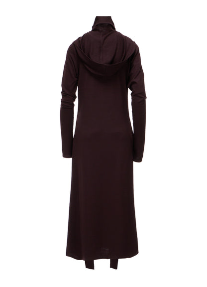 W/ SINGLE JERSEY HOODED SCARF DRESS