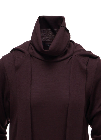 W/ SINGLE JERSEY HOODED SCARF DRESS