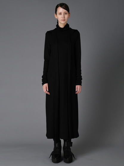 W/ SINGLE JERSEY HOODED SCARF DRESS