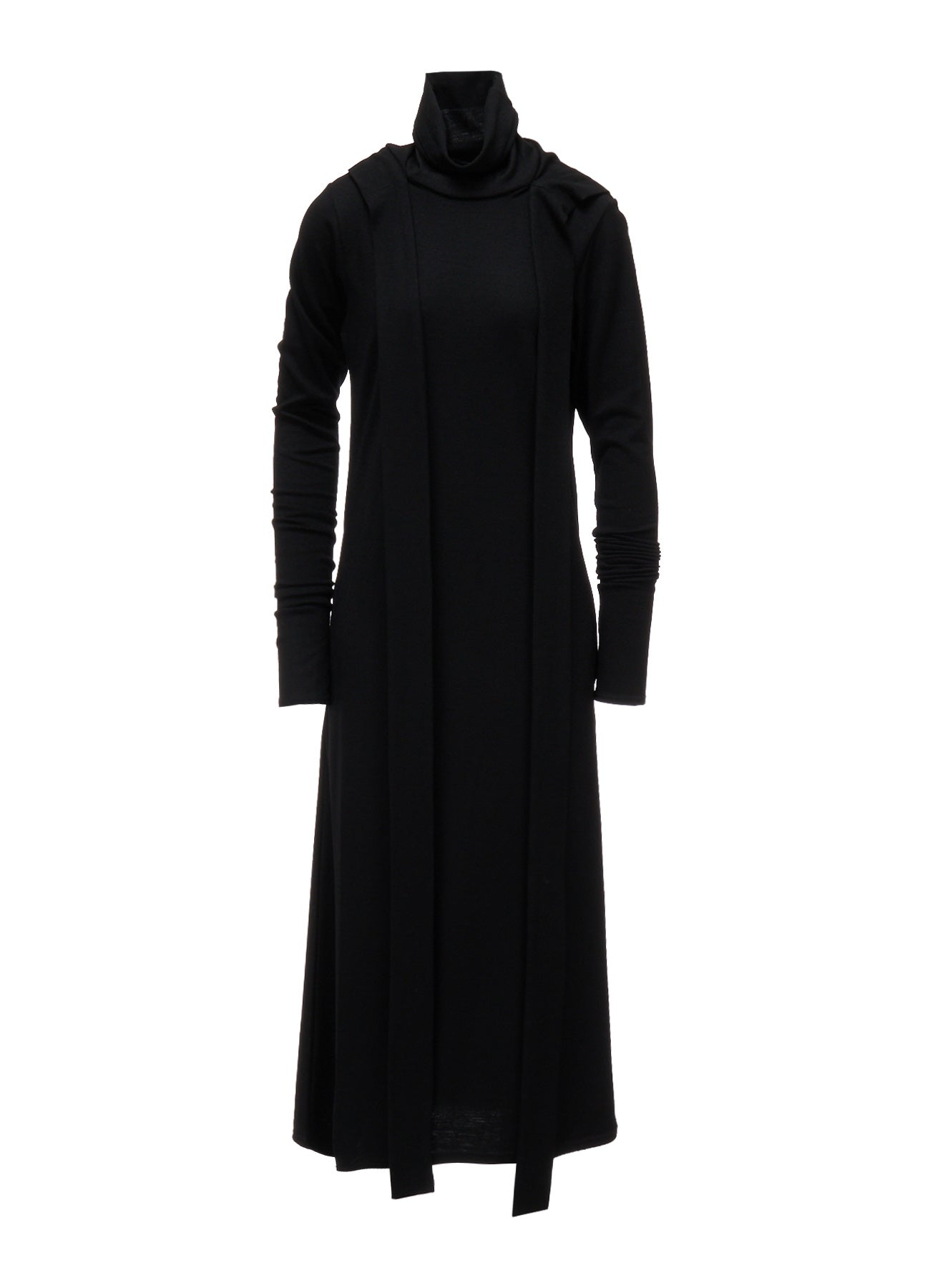 W/ SINGLE JERSEY HOODED SCARF DRESS