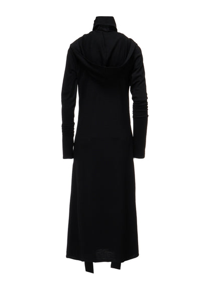 W/ SINGLE JERSEY HOODED SCARF DRESS