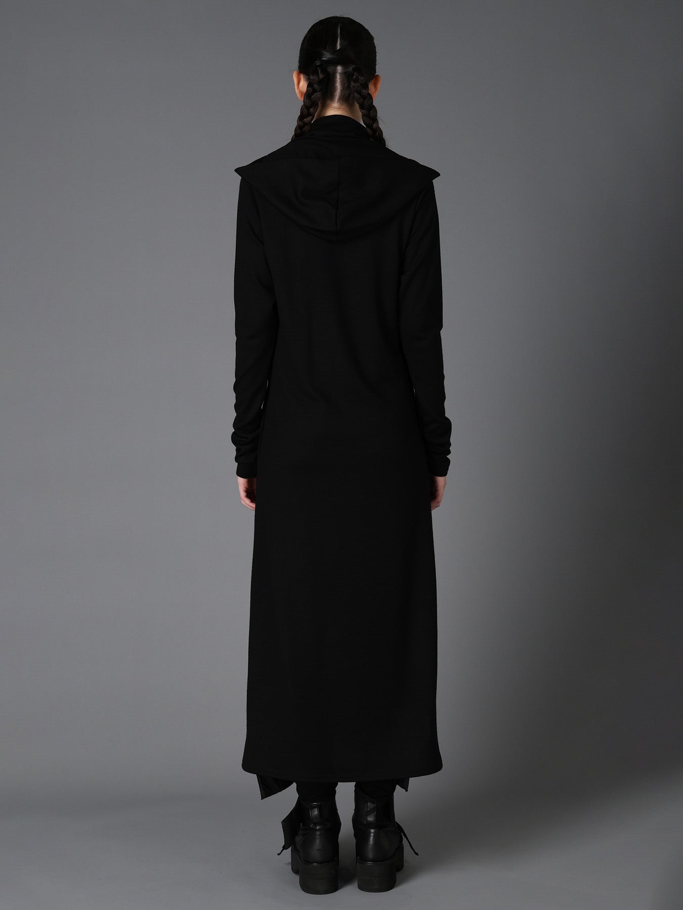 W/ SINGLE JERSEY HOODED SCARF DRESS