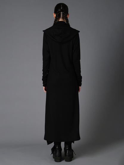 W/ SINGLE JERSEY HOODED SCARF DRESS