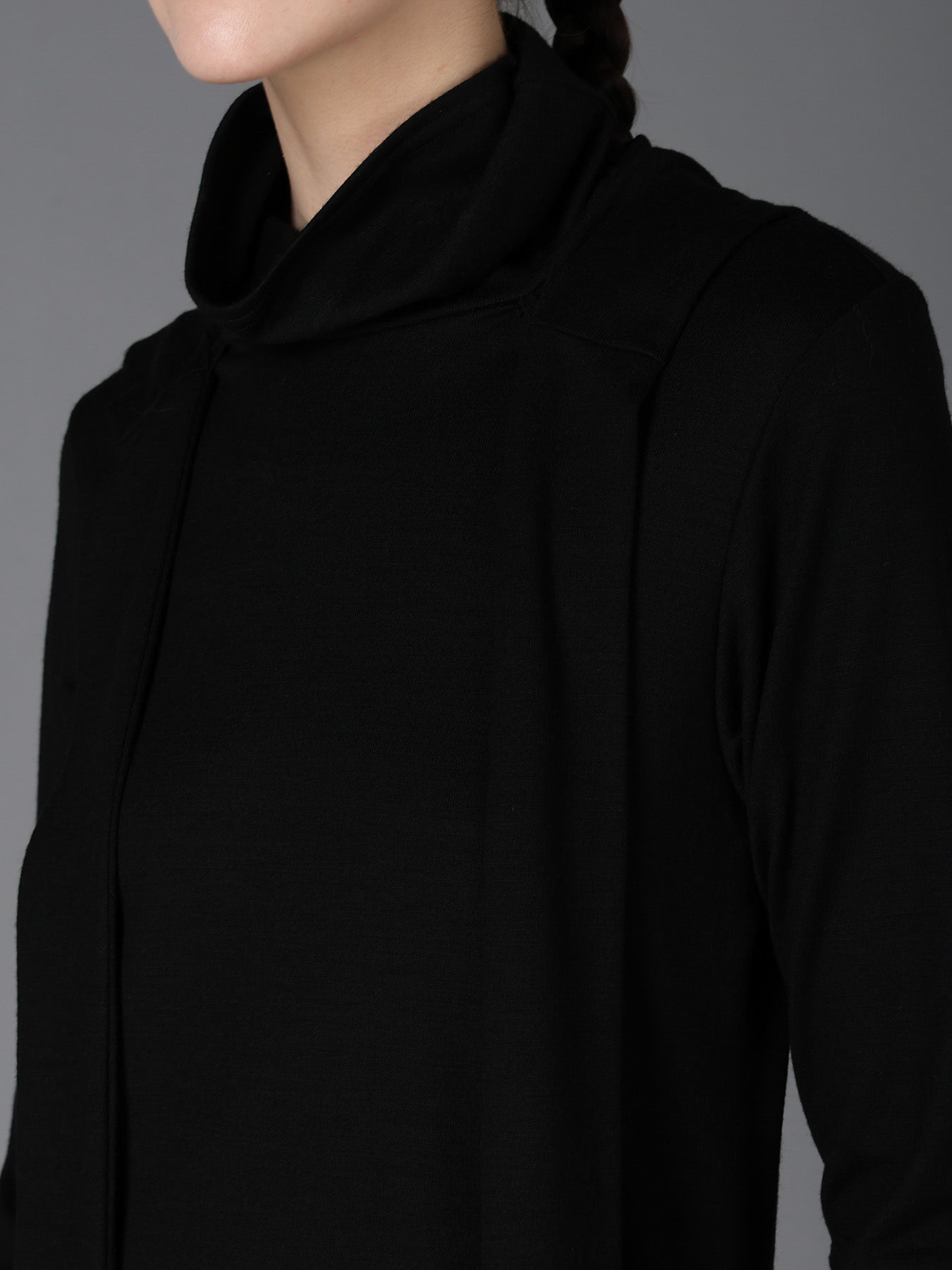 W/ SINGLE JERSEY HOODED SCARF DRESS