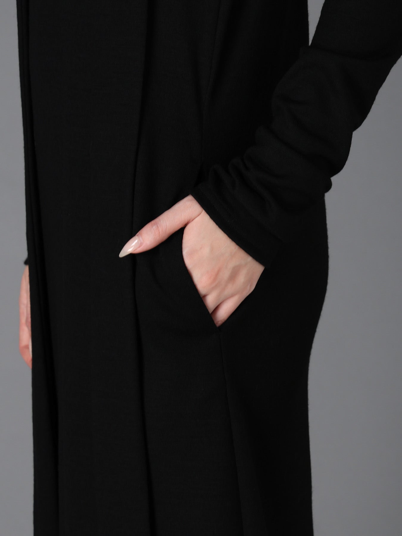 W/ SINGLE JERSEY HOODED SCARF DRESS