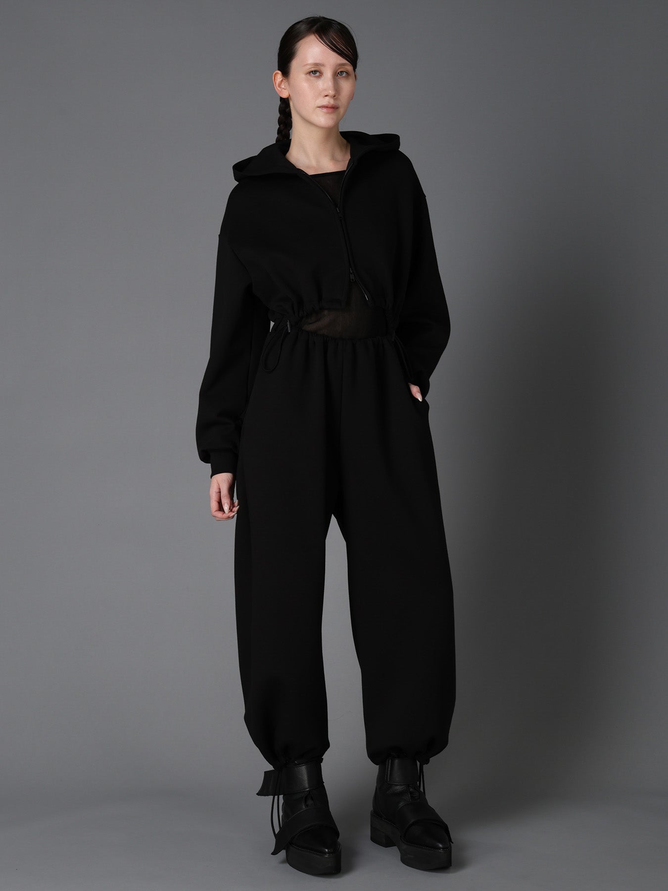 DOUBLE FACE JERSEY PARKA STYLE JUMPSUIT