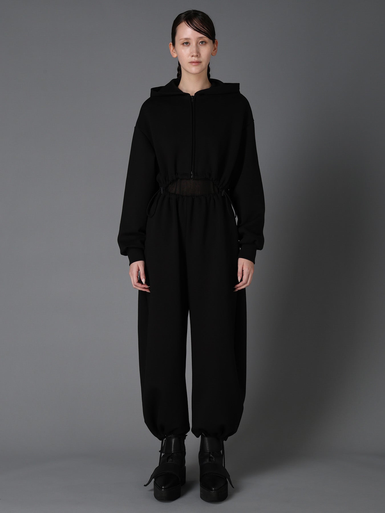 DOUBLE FACE JERSEY PARKA STYLE JUMPSUIT