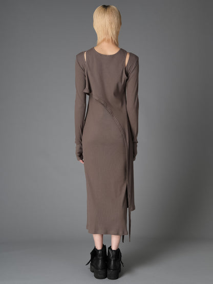C/ RIB LAYERED DESIGN DRESS
