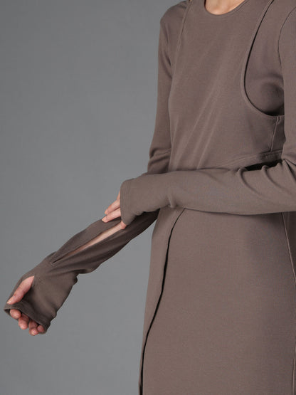 C/ RIB LAYERED DESIGN DRESS