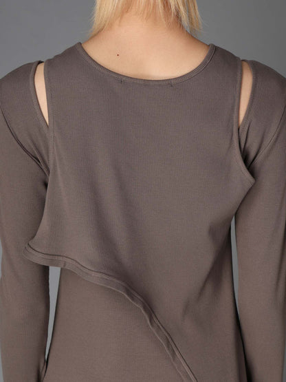 C/ RIB LAYERED DESIGN DRESS