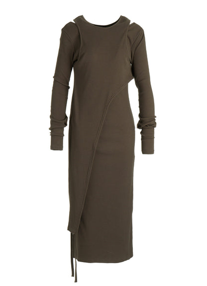 C/ RIB LAYERED DESIGN DRESS