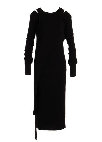 C/ RIB LAYERED DESIGN DRESS