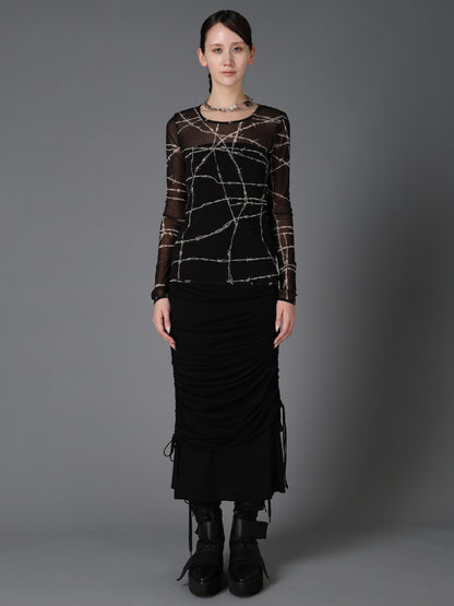 BIAS JERSEY GATHERED LAYERED SKIRT