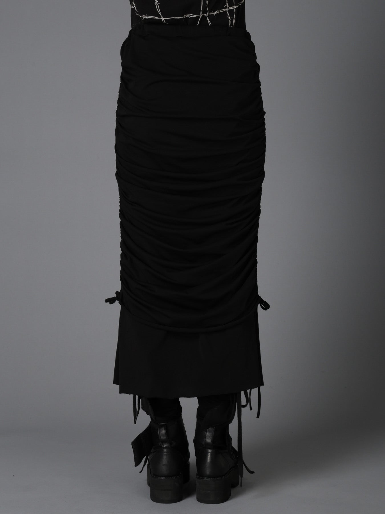 BIAS JERSEY GATHERED LAYERED SKIRT
