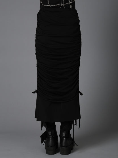 BIAS JERSEY GATHERED LAYERED SKIRT