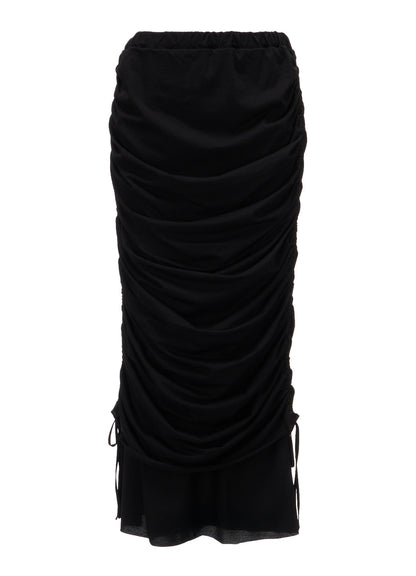 BIAS JERSEY GATHERED LAYERED SKIRT