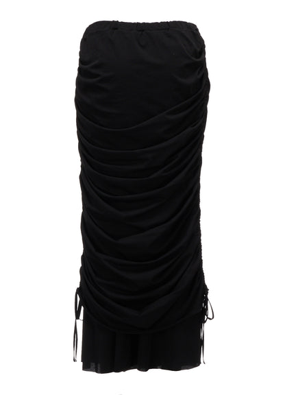 BIAS JERSEY GATHERED LAYERED SKIRT