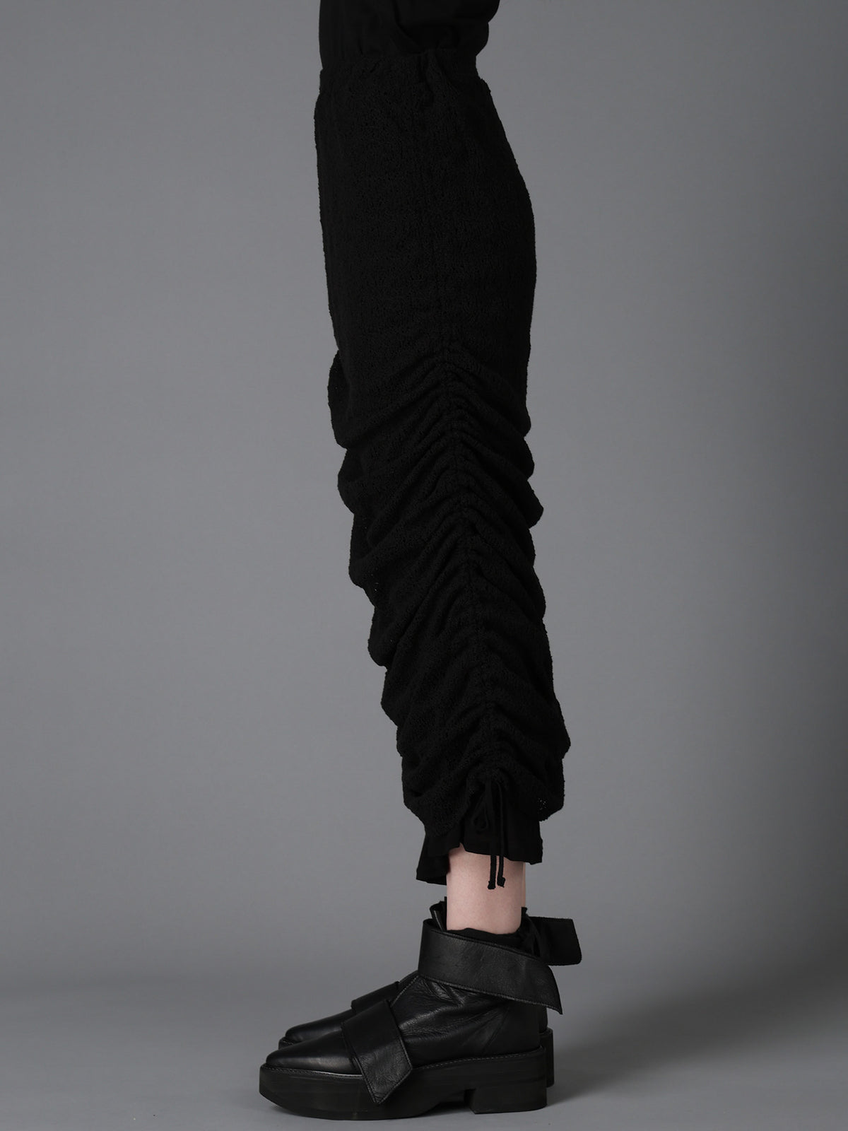 LACE+RIB KNIT GATHERED LAYERED SKIRT