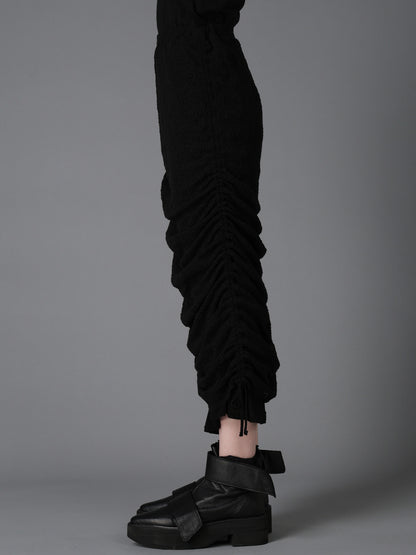 LACE+RIB KNIT GATHERED LAYERED SKIRT