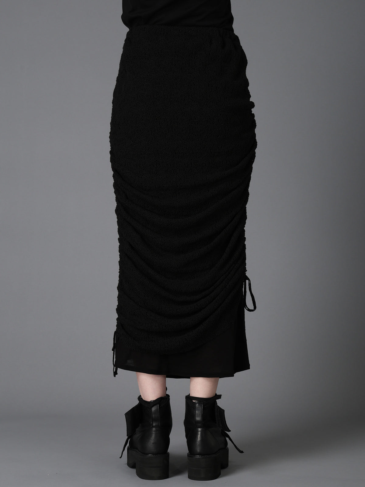 LACE+RIB KNIT GATHERED LAYERED SKIRT