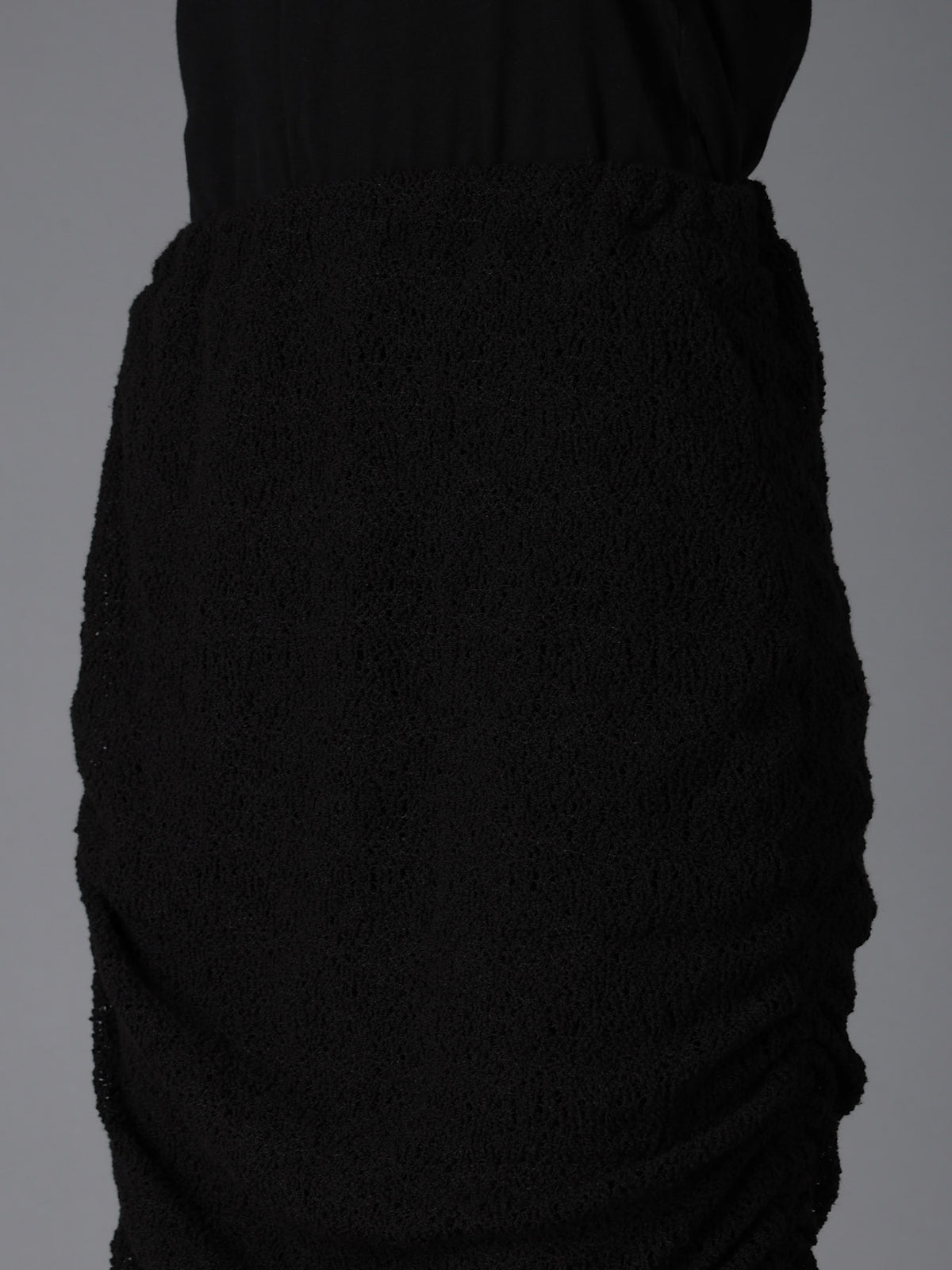 LACE+RIB KNIT GATHERED LAYERED SKIRT