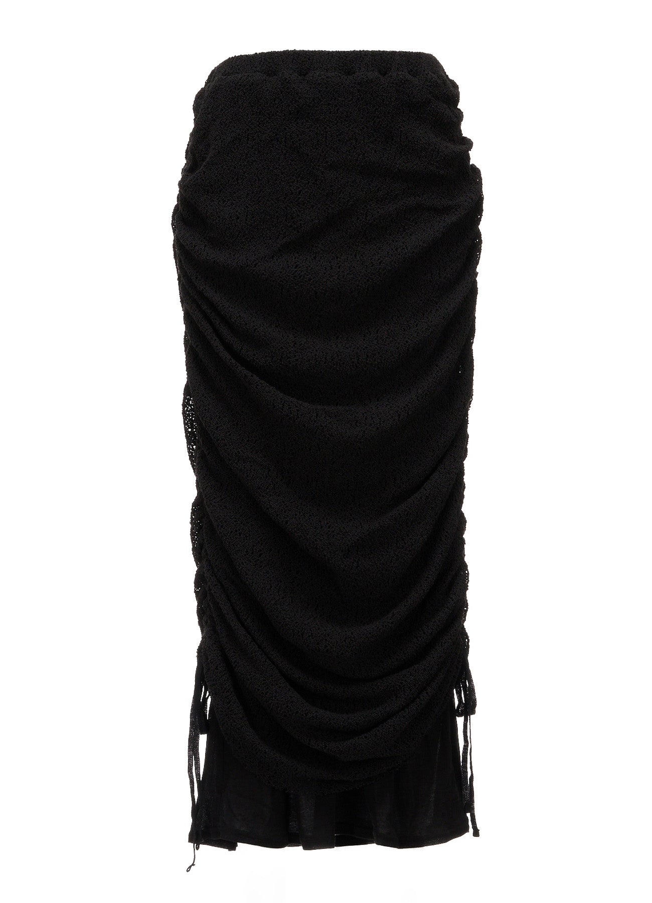LACE+RIB KNIT GATHERED LAYERED SKIRT – THE SHOP YOHJI YAMAMOTO