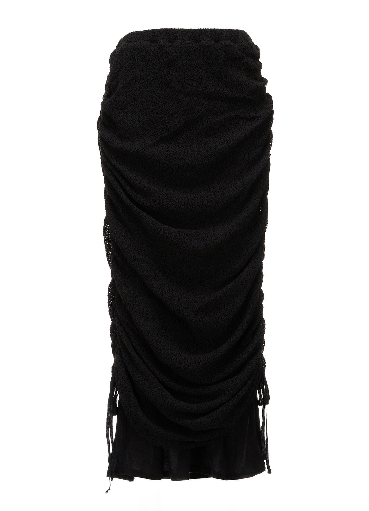 LACE+RIB KNIT GATHERED LAYERED SKIRT