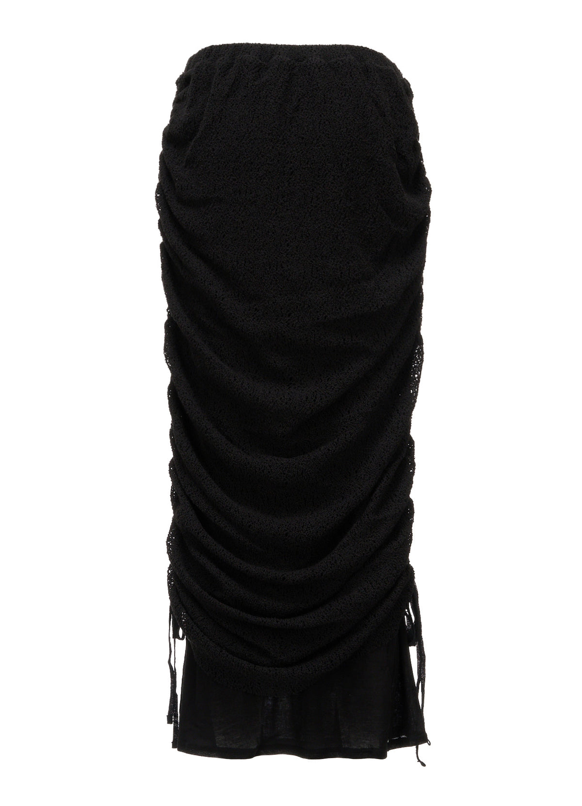 LACE+RIB KNIT GATHERED LAYERED SKIRT