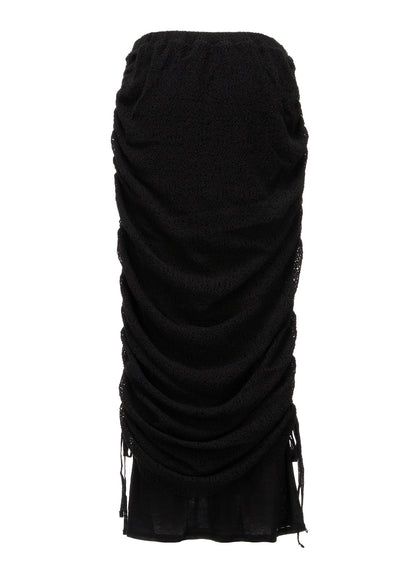 LACE+RIB KNIT GATHERED LAYERED SKIRT