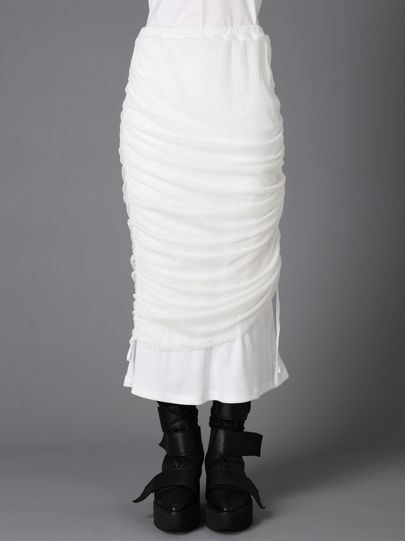 STRIPE TULLE  GATHERED LAYERED SKIRT