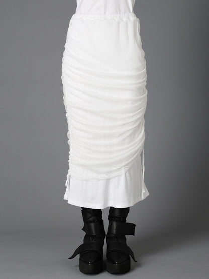 STRIPE TULLE  GATHERED LAYERED SKIRT