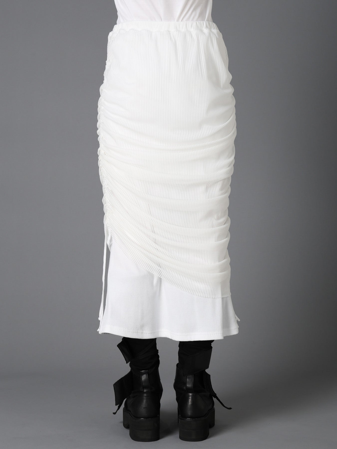 STRIPE TULLE  GATHERED LAYERED SKIRT