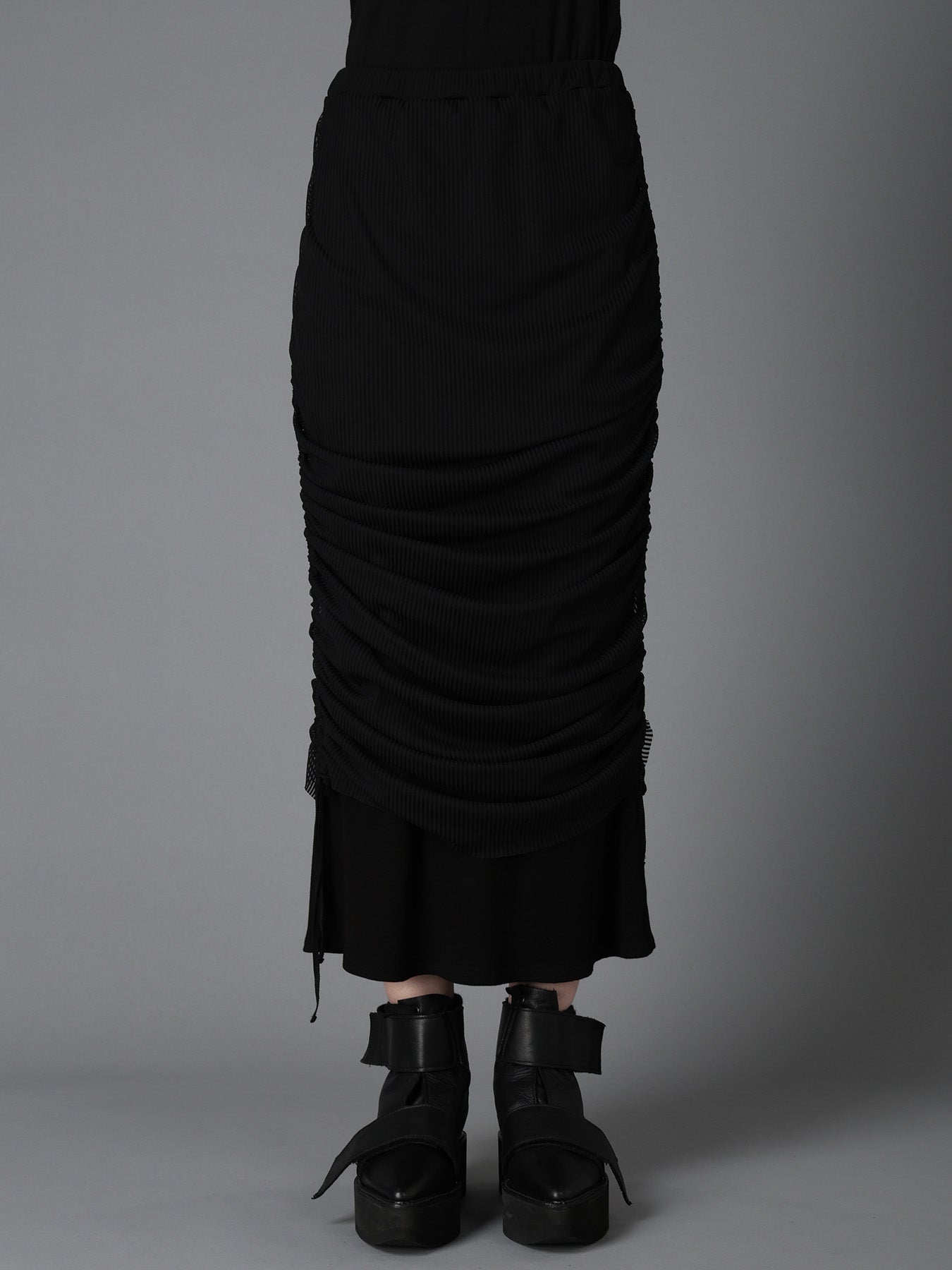 STRIPE TULLE  GATHERED LAYERED SKIRT