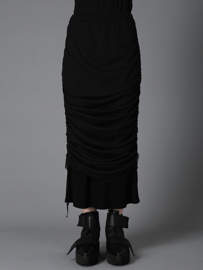 STRIPE TULLE  GATHERED LAYERED SKIRT