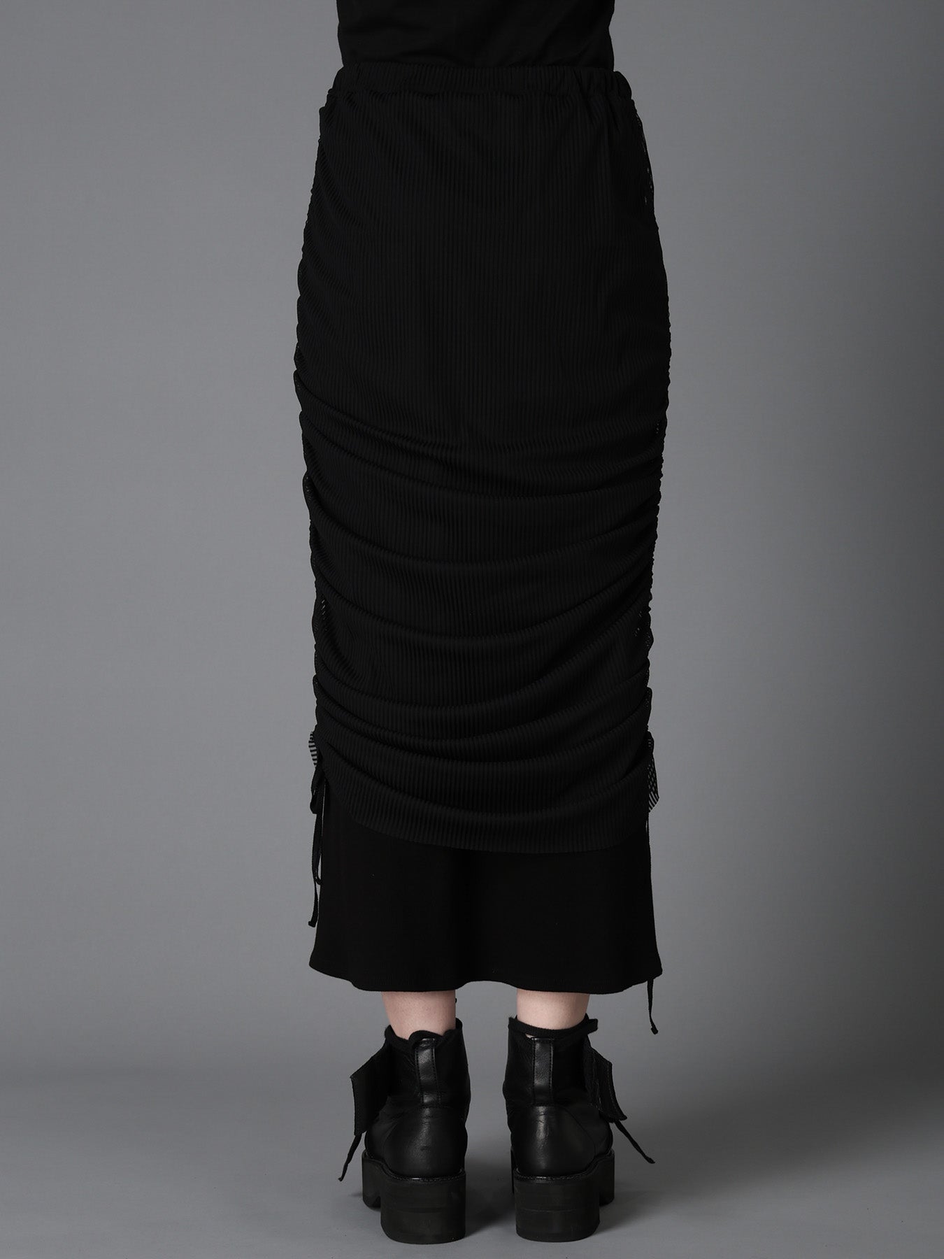 STRIPE TULLE  GATHERED LAYERED SKIRT