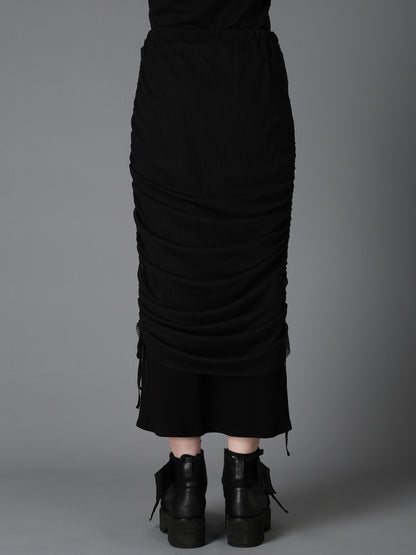 STRIPE TULLE  GATHERED LAYERED SKIRT