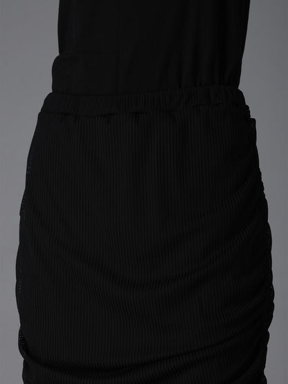 STRIPE TULLE  GATHERED LAYERED SKIRT