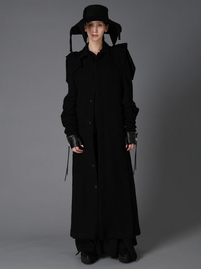 LAMB LEATHER+WOOL RIB KNIT  LONG RIBBED LEATHER GLOVES