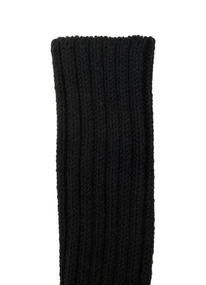 LAMB LEATHER+WOOL RIB KNIT  LONG RIBBED LEATHER GLOVES