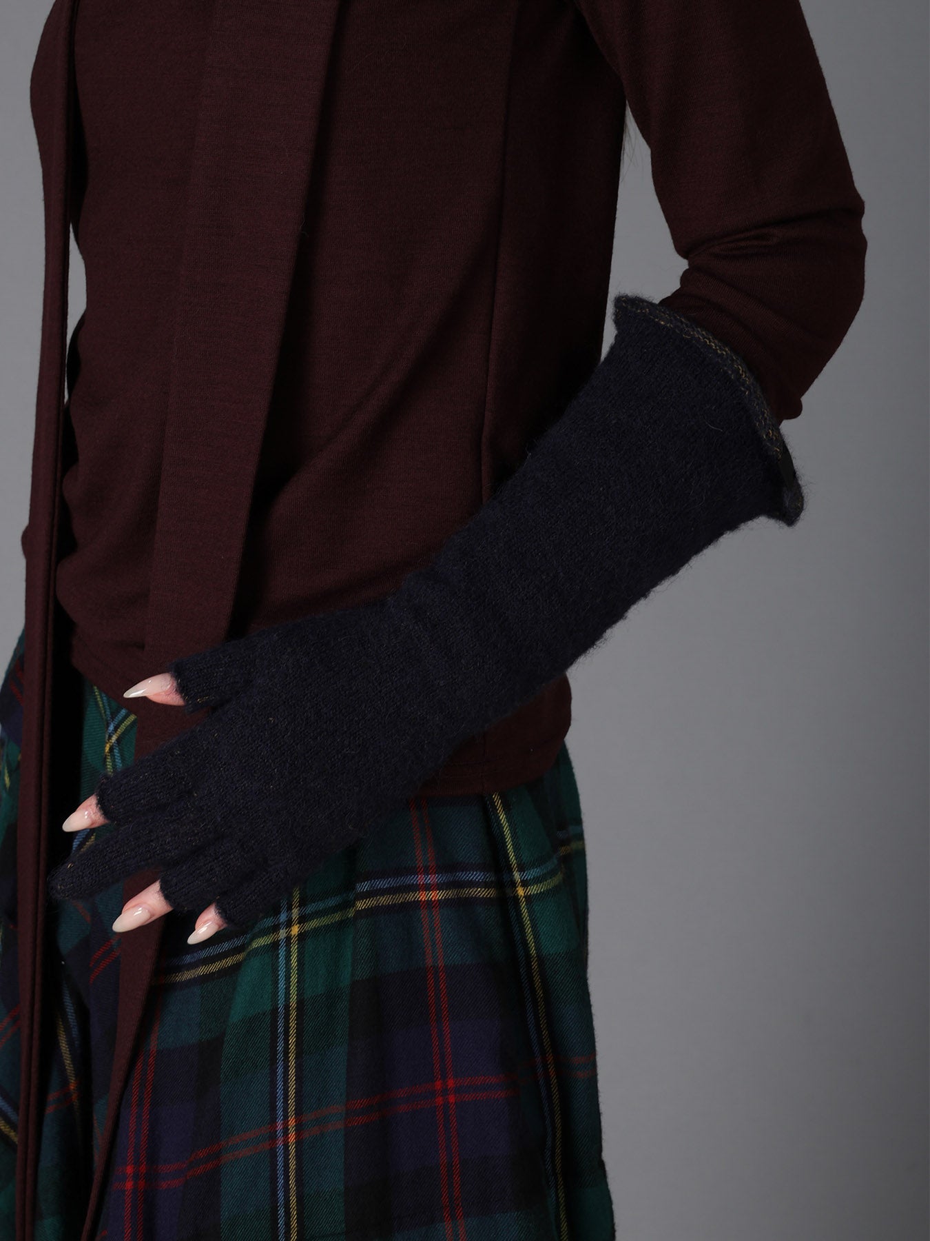 W/P SOFT KNIT FLARED MIDDLE FINGERLESS GLOVES