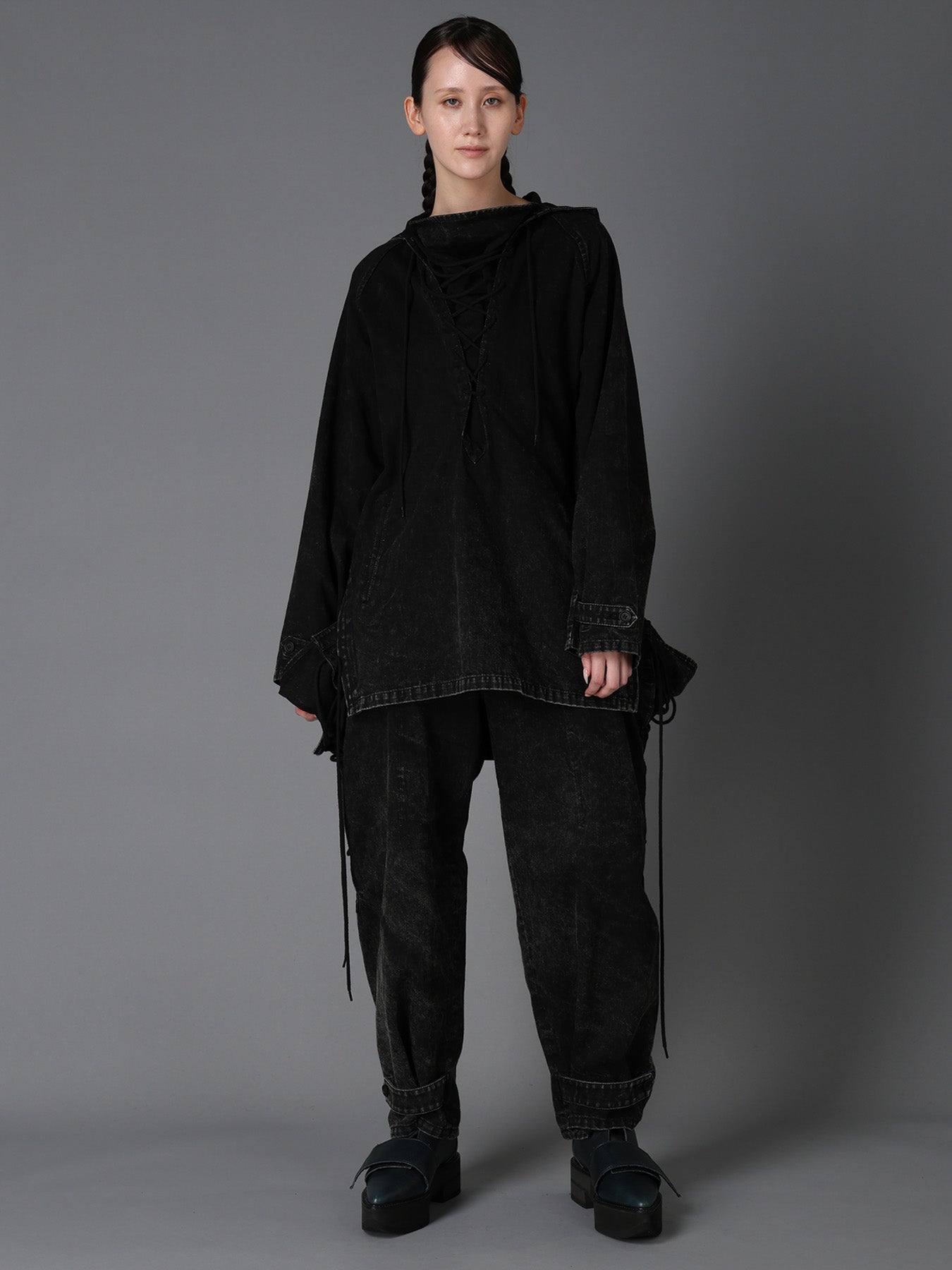 CHEMICAL BLEACHED DENIM LACE UP BLOUSON – THE SHOP YOHJI YAMAMOTO