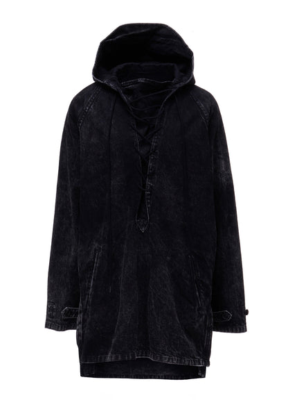 CHEMICAL BLEACHED DENIM LACE UP BLOUSON