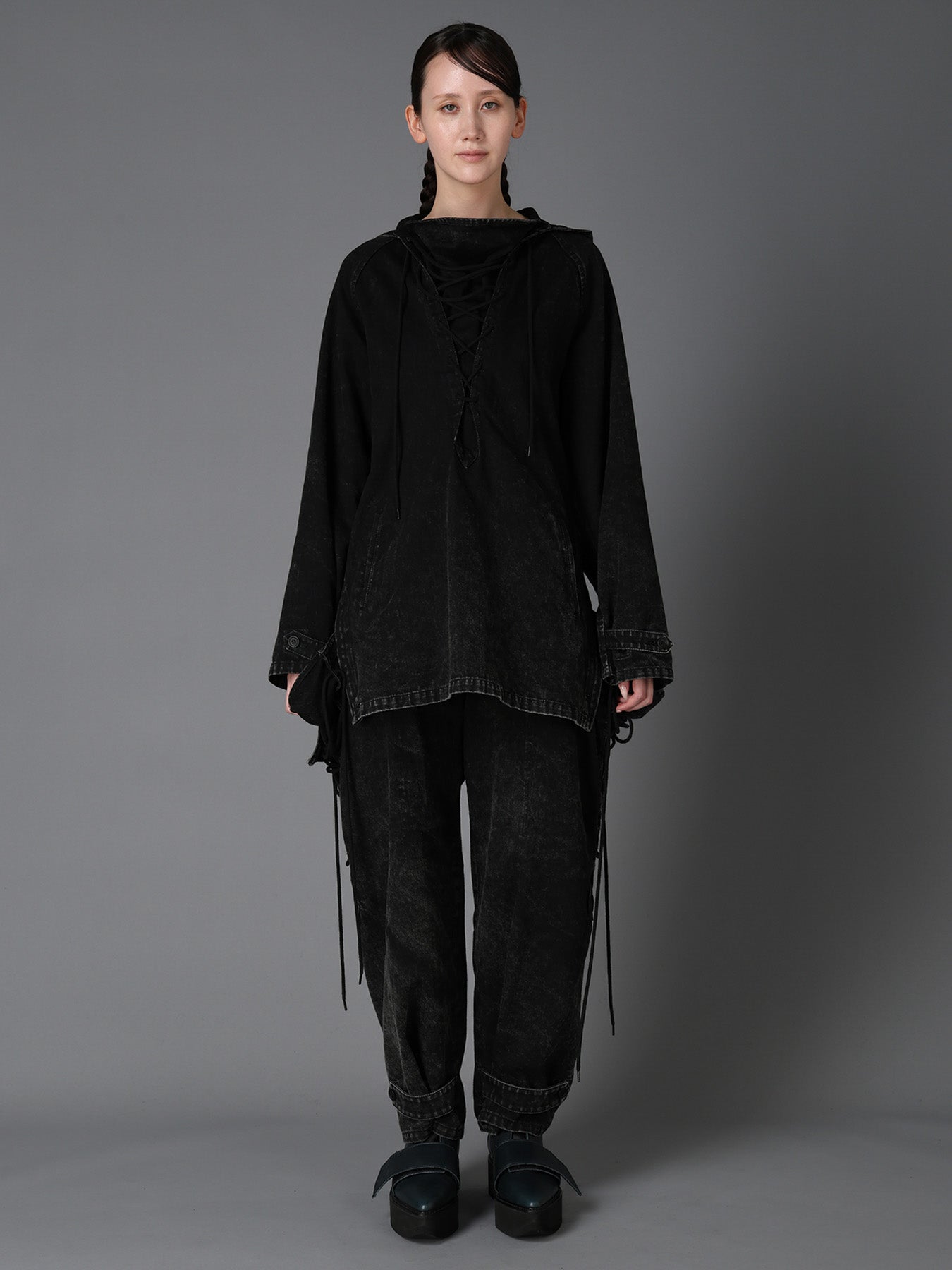 CHEMICAL BLEACHED DENIM LACE UP BLOUSON – THE SHOP YOHJI YAMAMOTO