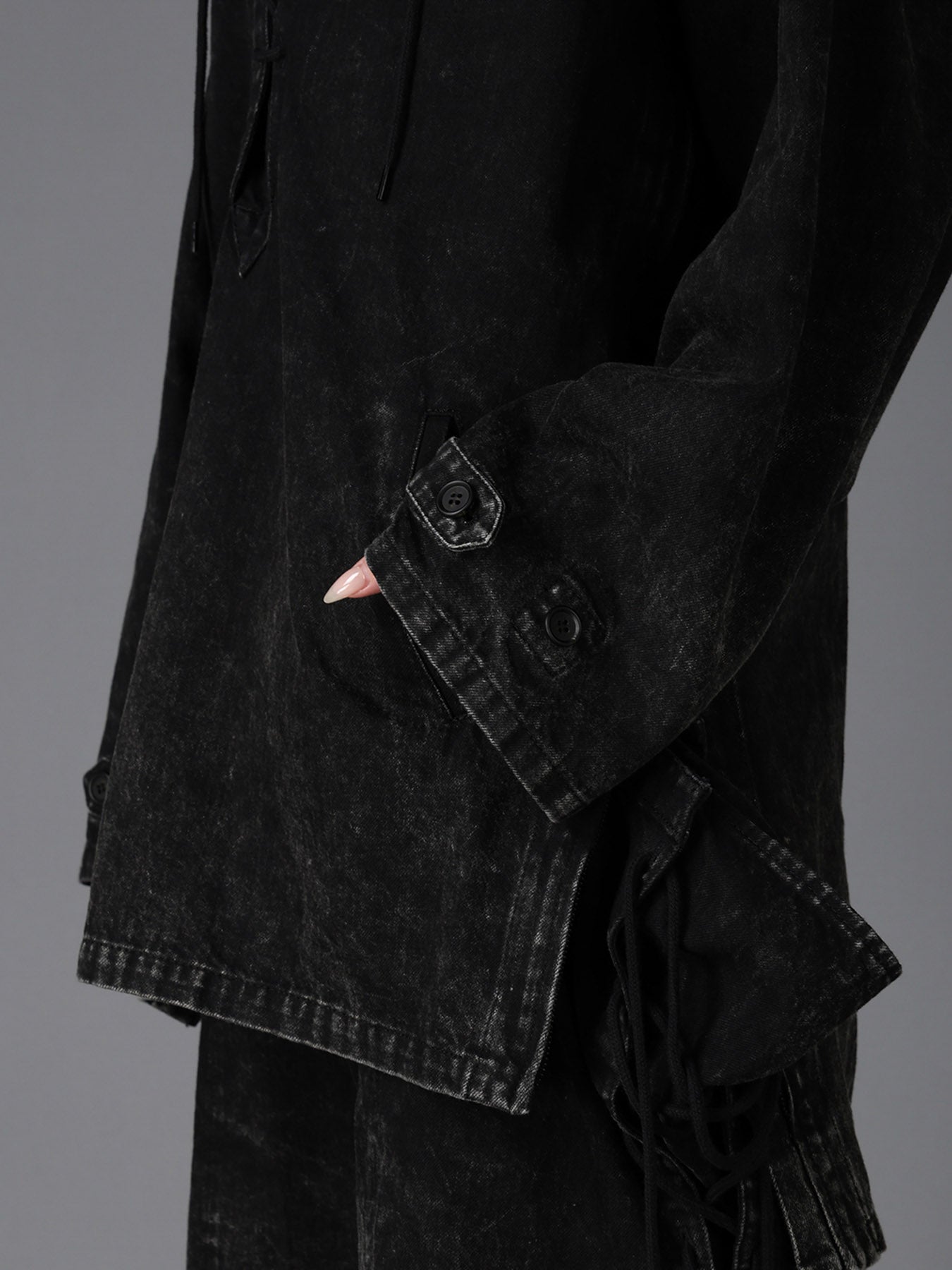 CHEMICAL BLEACHED DENIM LACE UP BLOUSON