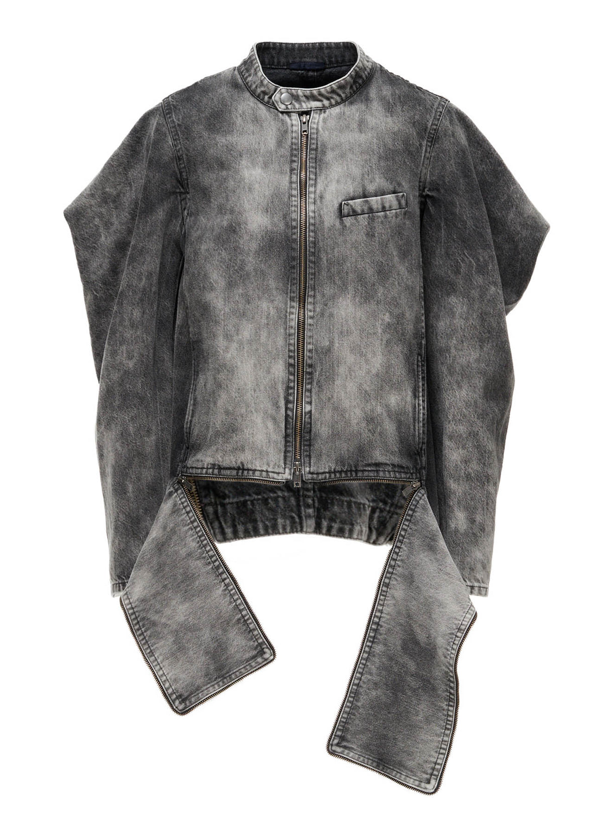 MIST BLEACHED DENIM STAND COLLAR BLOUSON